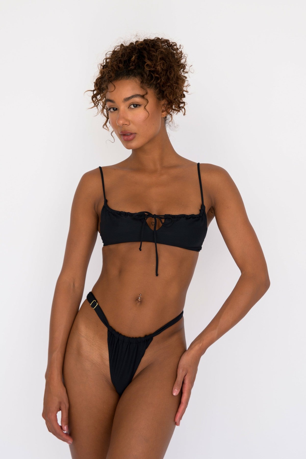 Bobbi Thick Band Bikini Bottom in Black | Skatie