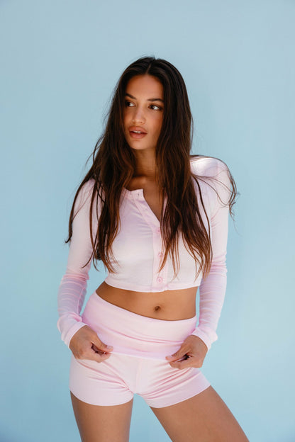 Kylie Cardigan Baby Ribbed in Bubblegum | Skatie
