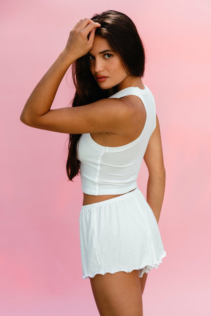 Monica Crop Baby Ribbed in White | Skatie
