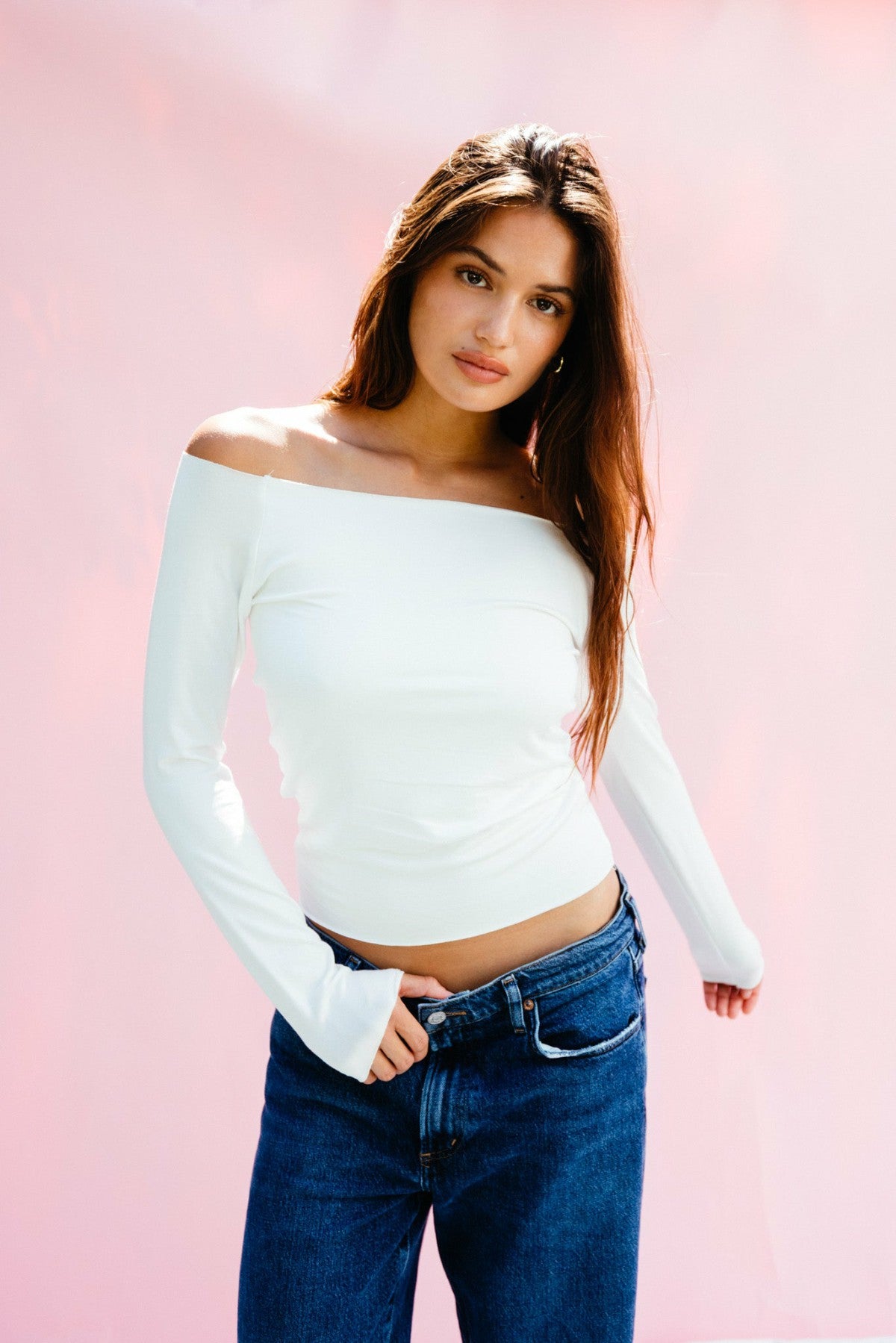 Brandy Top Jersey in White | Skatie
