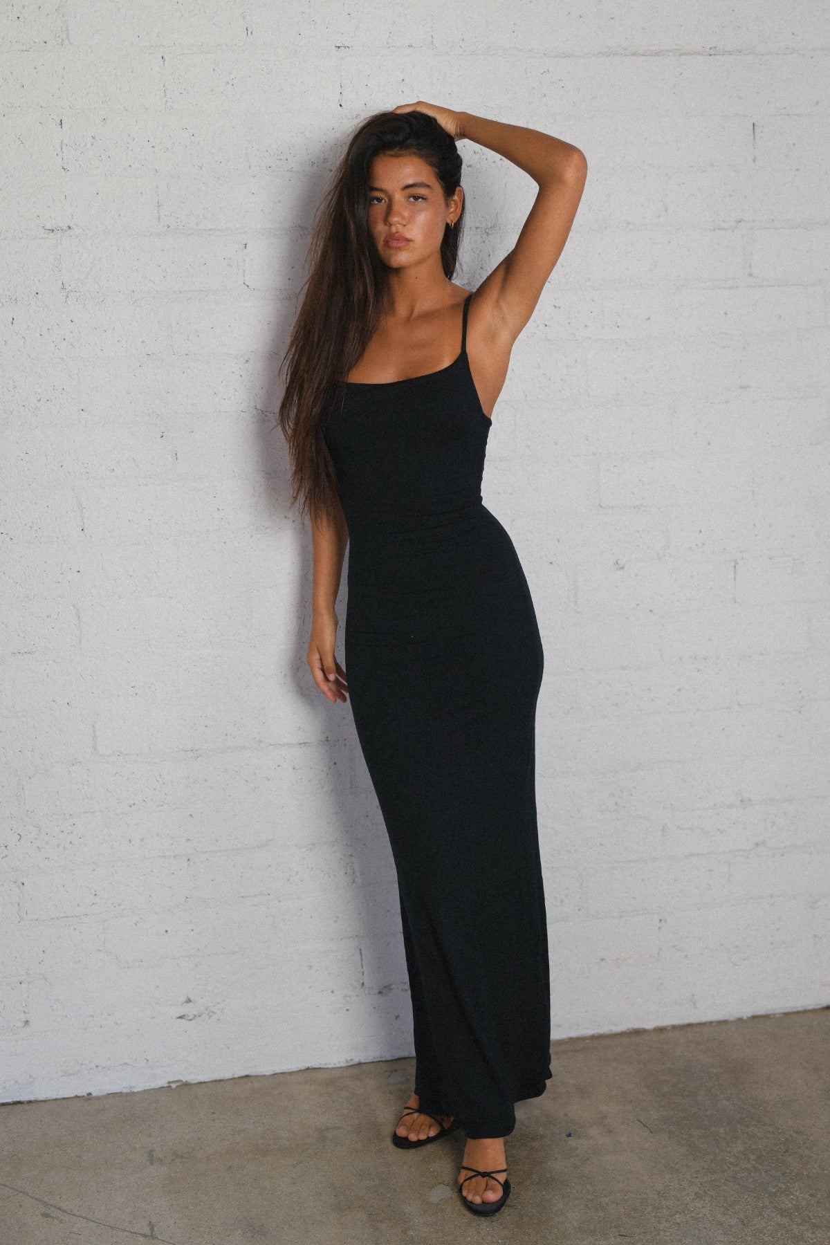 Samantha Maxi Dress Jersey in Black | Skatie