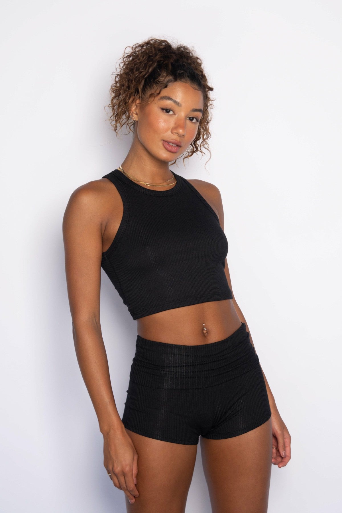Monica Crop Ribbed in Black | Skatie