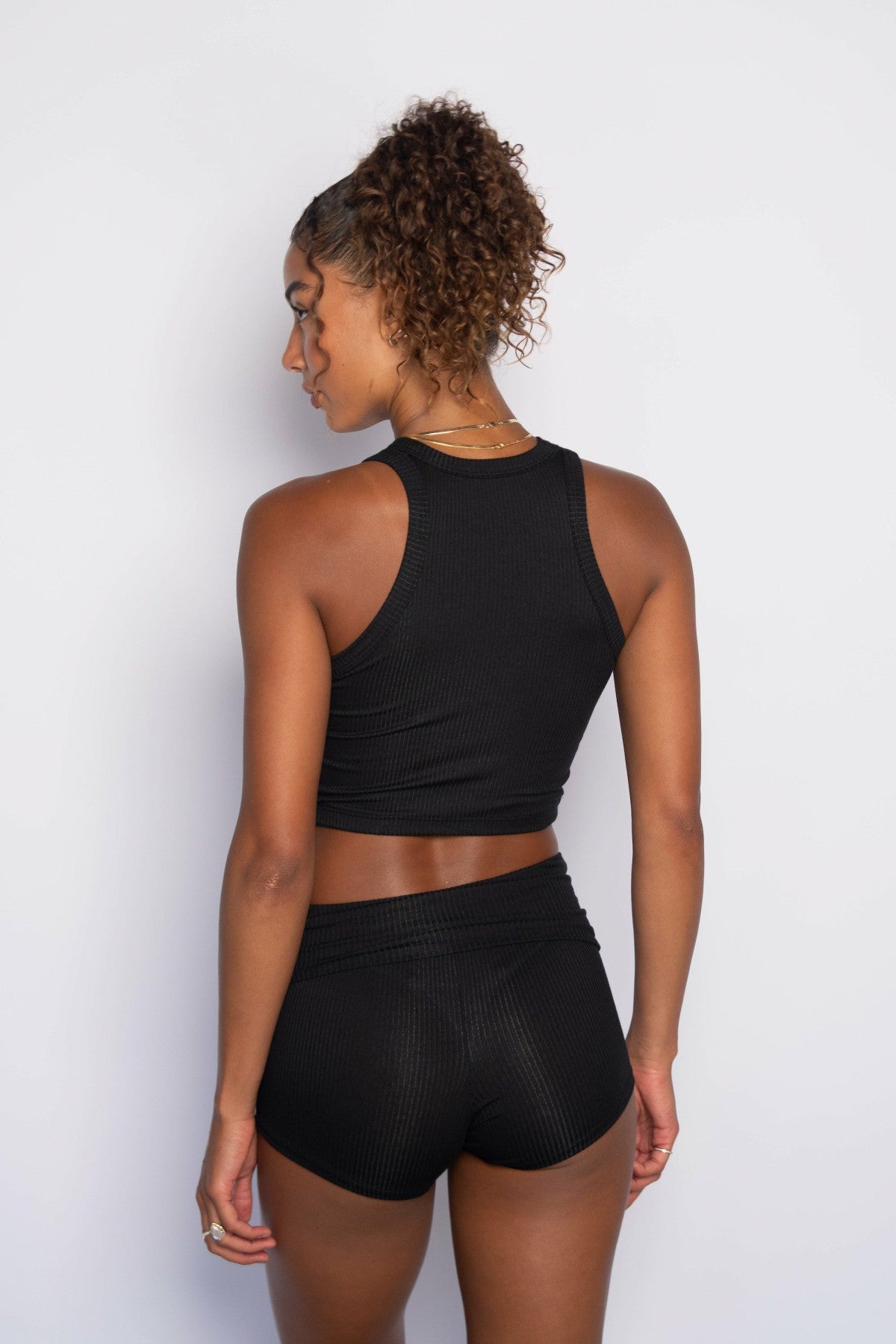 Monica Crop Ribbed in Black | Skatie