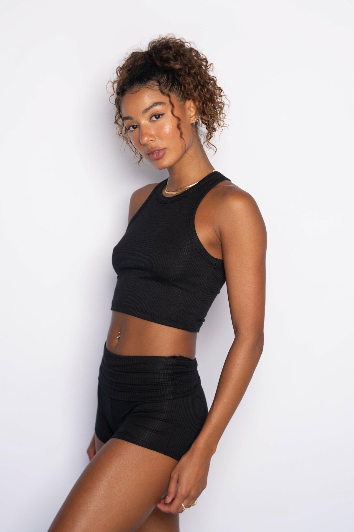 Monica Crop Ribbed in Black | Skatie